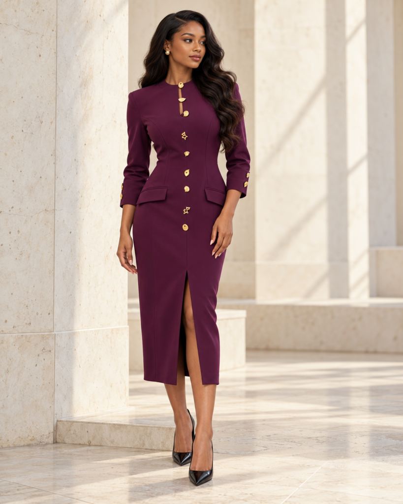 Plum midi dress