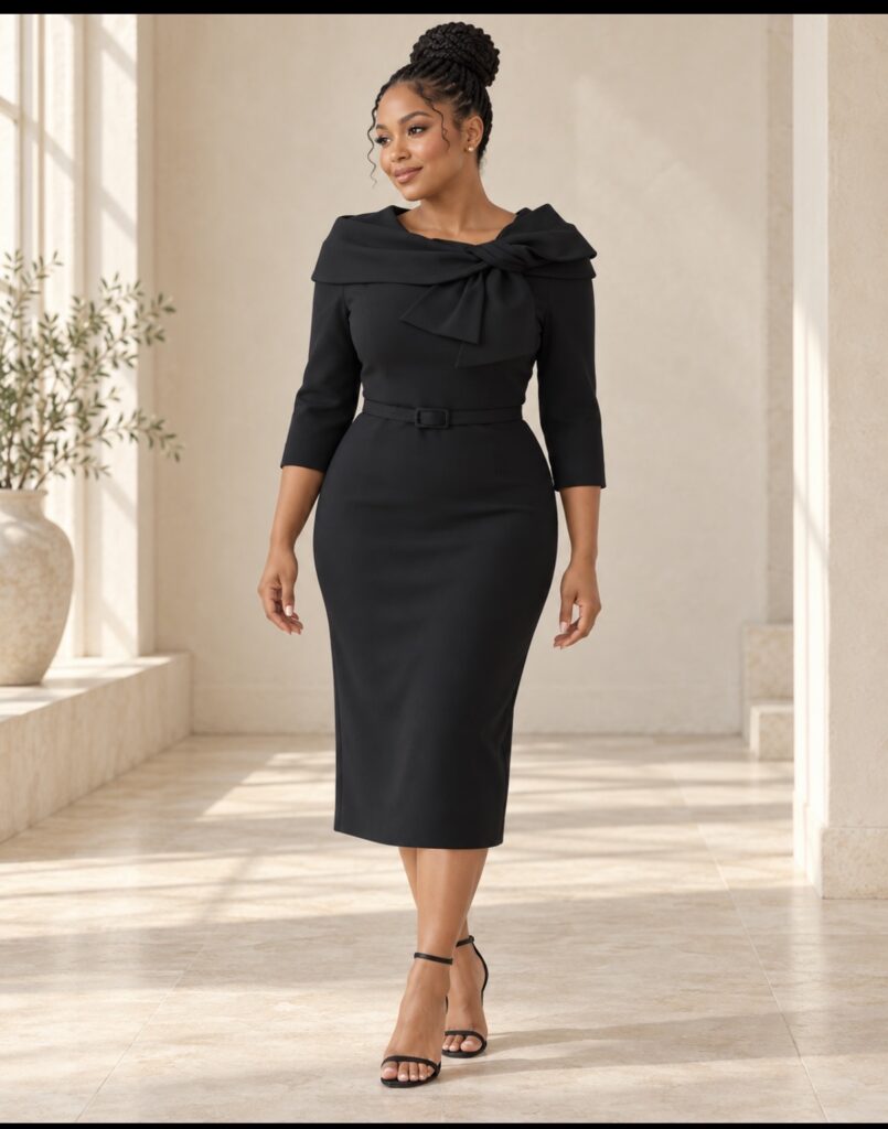 Black bow-neck dress